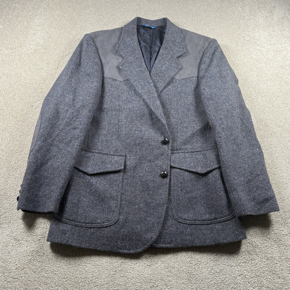 PENDLETON Men's Gray Western Elbow Patch Wool Jacket Sport Blazer Size‎ 42 USA